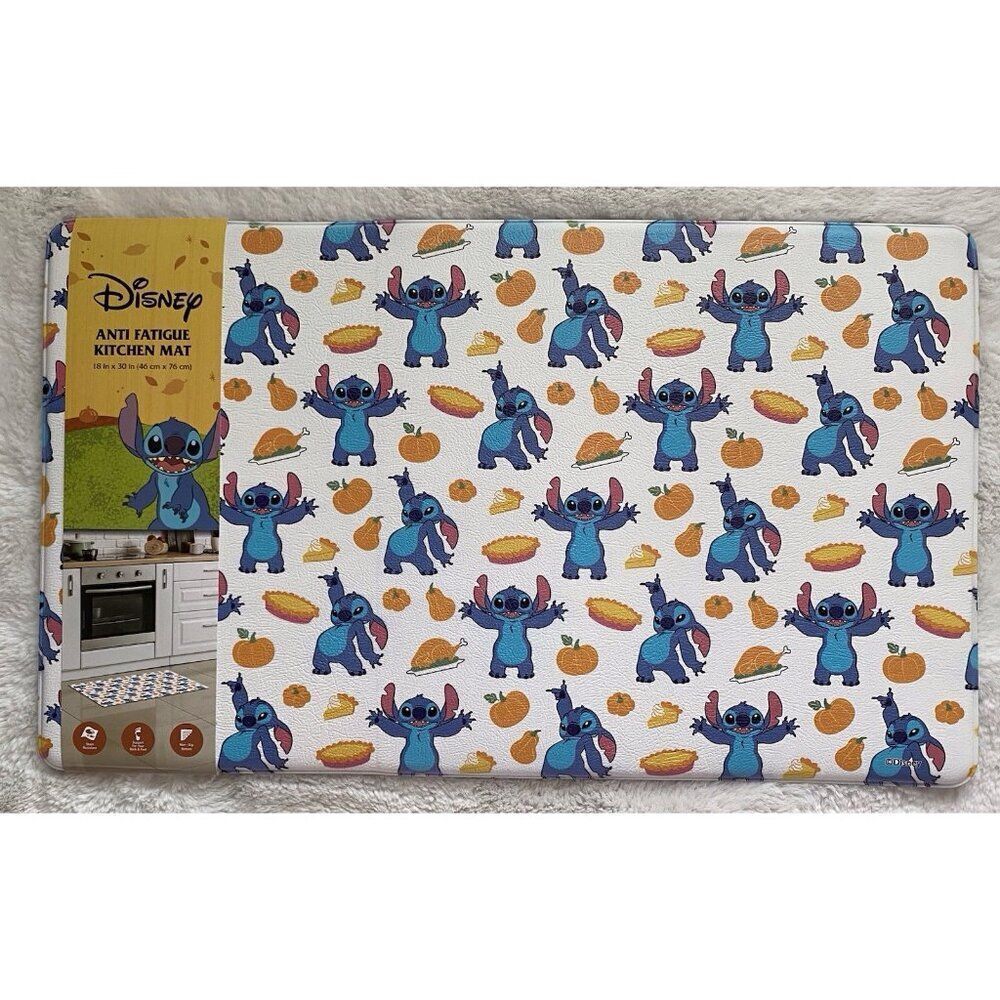 Disney Stitch Anti Fatigue Kitchen Mat‎ 18 X 30” Pumpkin Pie Autumn Fall NEW